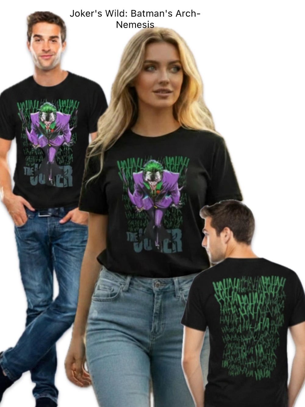 DC Comics The Joker Graphic T-Shirt Black Purple Green Unisex Small Medium NWOT